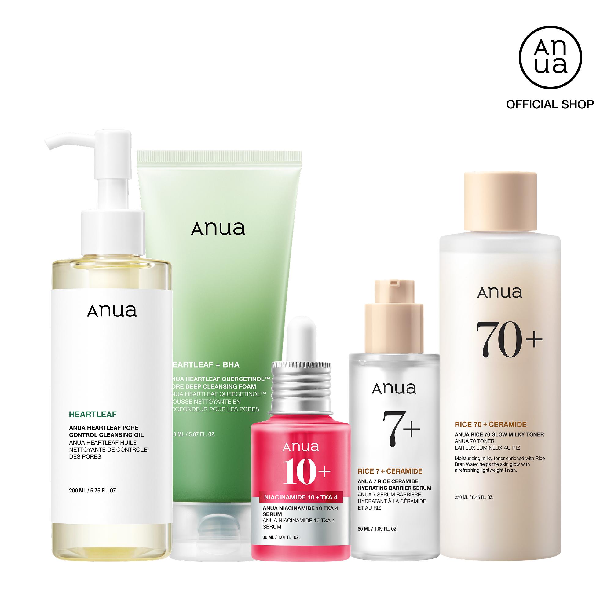 [Anua Official Shop] Glow AtoZ set Skincare with Double Cleansing, Rice Line, and TXA serumRice water Bright, Discolorat