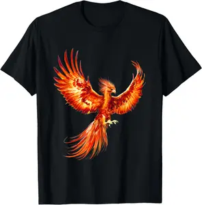 100% Cotton Unisex Rising Phoenix Fire Fenix Inspirational Fantasy Gift T-Shirt