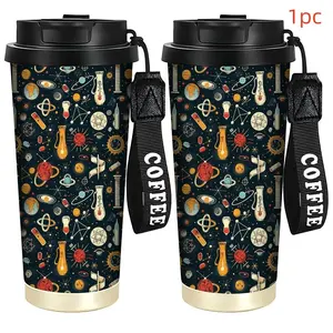 1pc 18oz Stainless Steel Insulated Travel Mug with Cosmic Print, Leak Proof Design for Hot & Cold Drinks, Ideal for Office Use, Leakproof Insulated Tumbler