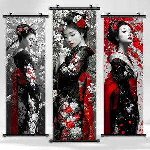 1-3 Counts/set Canvas Hanging Painting, Japanese - style Geisha Theme Artistic Posters, Perfect Living Room Decor, Fashion Home Posters, Office, Room, Bedroom Decor, Pattern Wall Art, High Definition, Waterproof, Print, Artwork