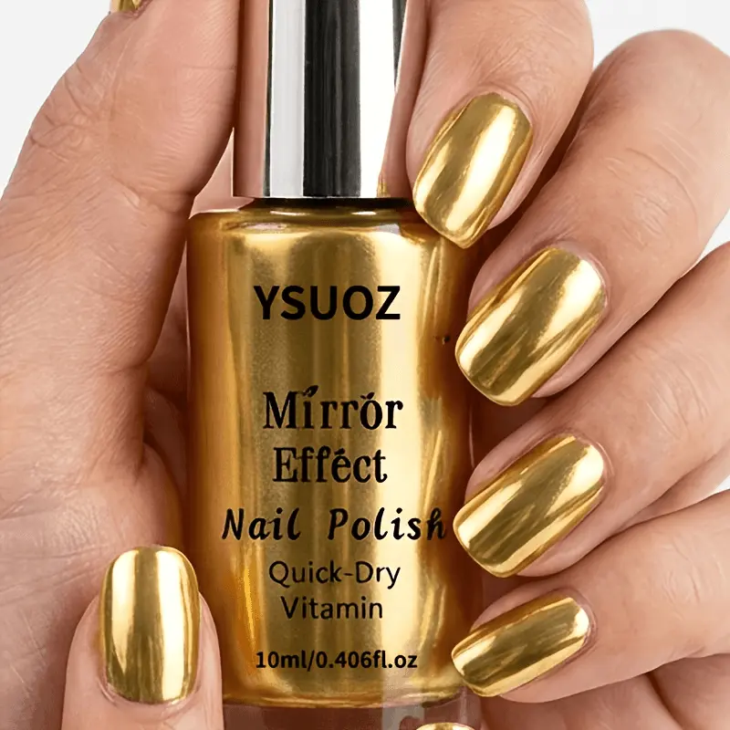 Metallic Gold Nail Polish with Mirror Finish, Quick-Drying Vitamin Enriched Formula for Nail Art, Manicure & Pedicure Gift, 12ml
