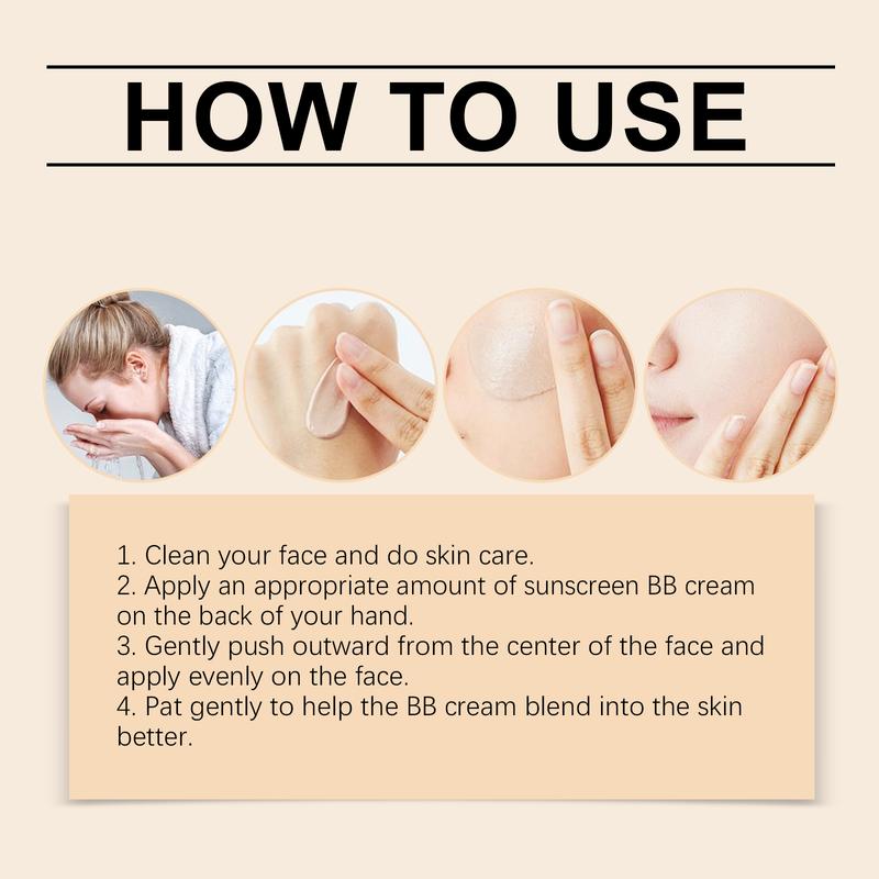 2PCS Eelhope Gold Snail Protective Bb Cream, Moisturizing Concealer Skin Tone Natural Color Waterproof, Sweat Resistant And Makeup Free12