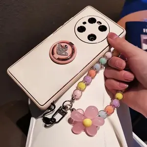 Luxury Macaron Color Beaded Phone Strap, Handmade Flower Bracelet, Korean Style Mobile Accessory, Perfect for Phone Accessories, Phone Charm