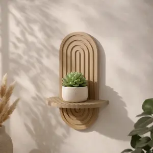 Arched Wall Shelf, Minimal Boho Wall Decor, Modern Floating Shelf, Small Plant Shelf, Aesthetic Arch Shelf, Neutral Home Decor