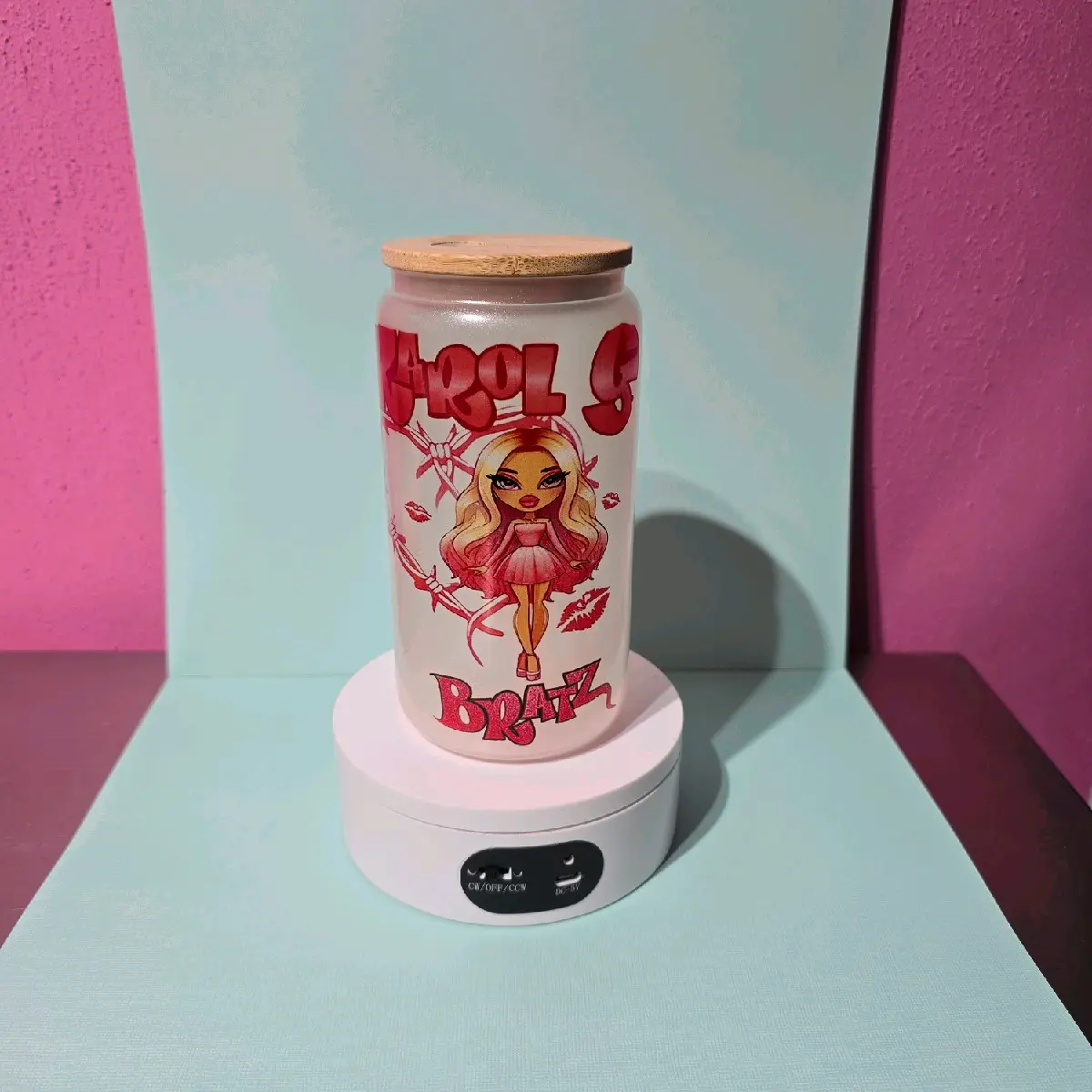 custom karolg green bratz glass cup