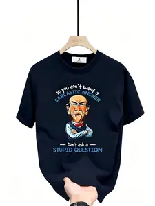 Men's Sarcastic Graphic T-Shirt - "If You Don't Want a Sarcastic Answer..." Print with Elderly for Man Design, Black Short Sleeve Casual Tee, Regular Fit, Machine Washable, Novelty Humor Apparel, Sarcastic Tshirts Top Menswear