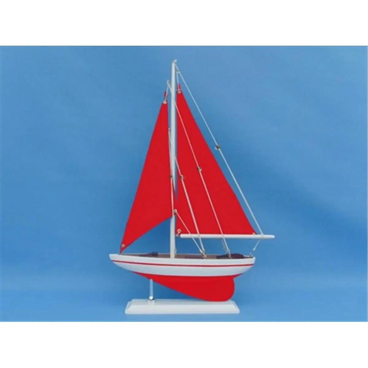 Handcrafted Model Ships PS-Red-Red-Sails Pacific Sailor 17 in. Red With Red Sails Decorative Accent