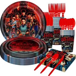 Stranger Things Eleven Party Supplies Set, Plates Cups Napkins Tablecloth Hanging Decorations, Perfect Gift for Friends Couples, Valentine Christmas New Year