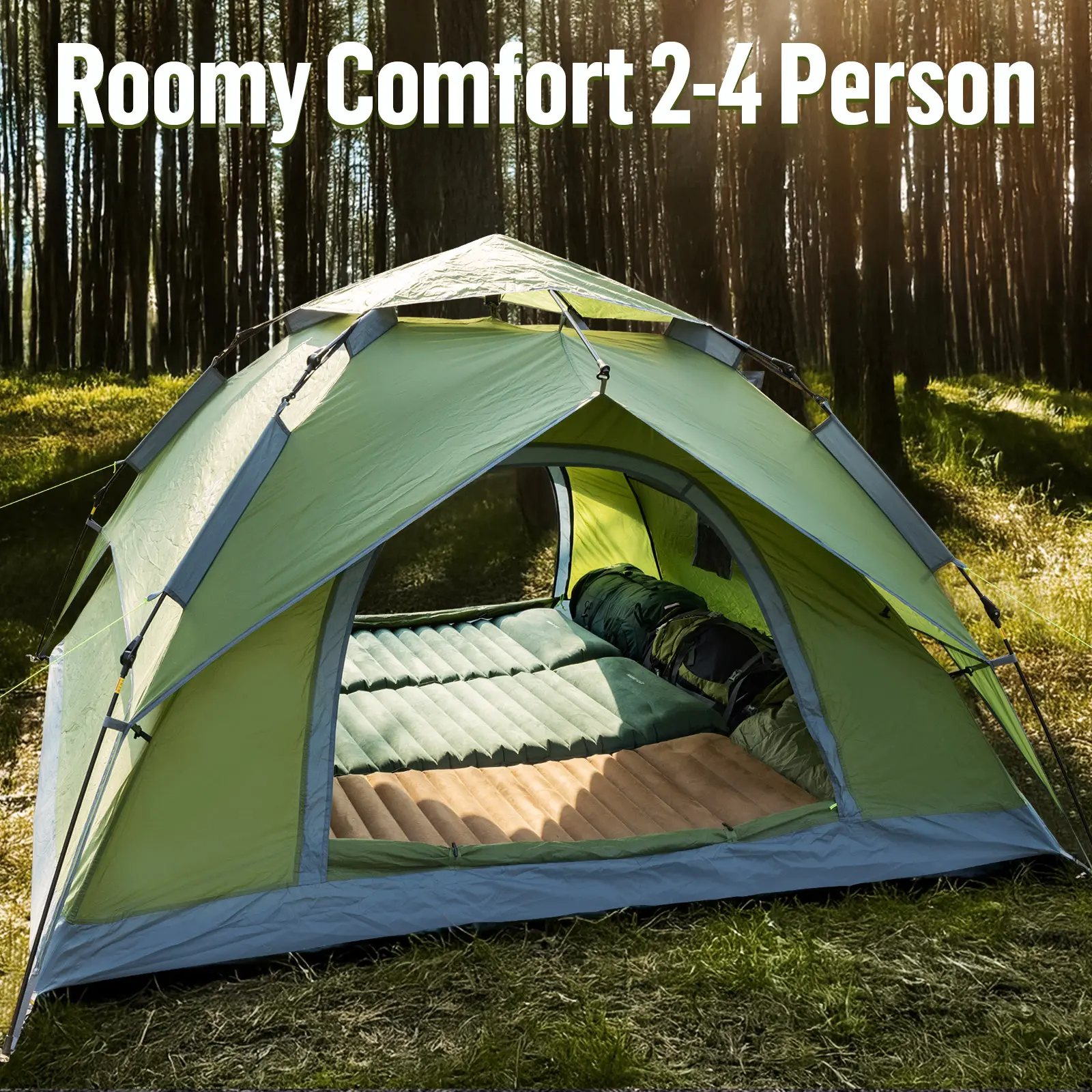 Night Cat Camping Dome Tent for 2-3 Person, Instant Pop Up Double Layer Shelter, Waterproof 210D Oxford Fabric with Detachable Rainfly and Footprint, Instant Portable Canopy, Car Camping Setup, Family Camping Tent, Instant Outdoor Tent tiktokshopbacktosch