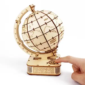 DIY 3D Wooden Puzzle Mechanical Globe – Handmade Model Kit, Creative Craft for Kids, Adults, Unique Educational Gift, Decorative Globe Decor