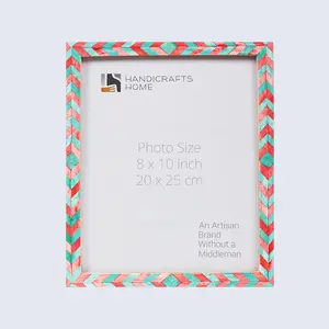 Handicrafts Home Photo Picture Frames Chevron Pattern Inspired Chic Boho Wall Décoration Photo Frame - 8 x 10 Green Red