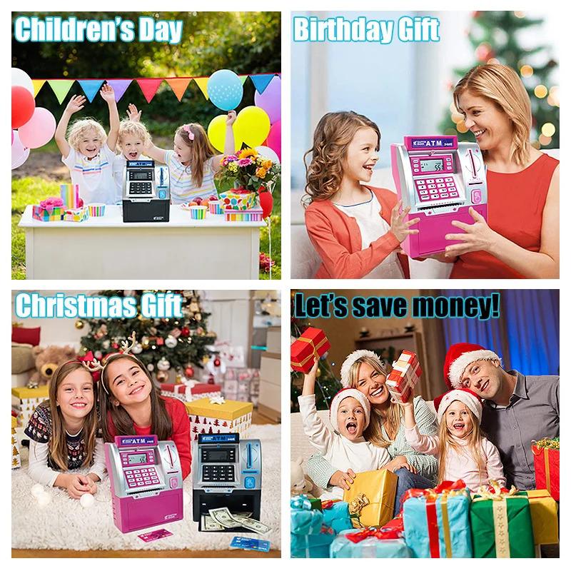 Internet-Famous Smart ATM Piggy Bank, Password & Card Swipe Financial Literacy Toy, Large Capacity Deposit & Withdrawal, Kids' Christmas Gift