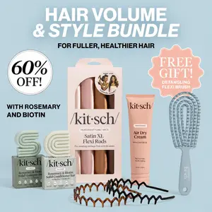 HAIR VOLUME & STYLE BUNDLE  + FREE Flexi Brush – Kitsch Hair Strengthening & Heat-Free Styling Set - rosemary and biotin shampoo bar and conditioner