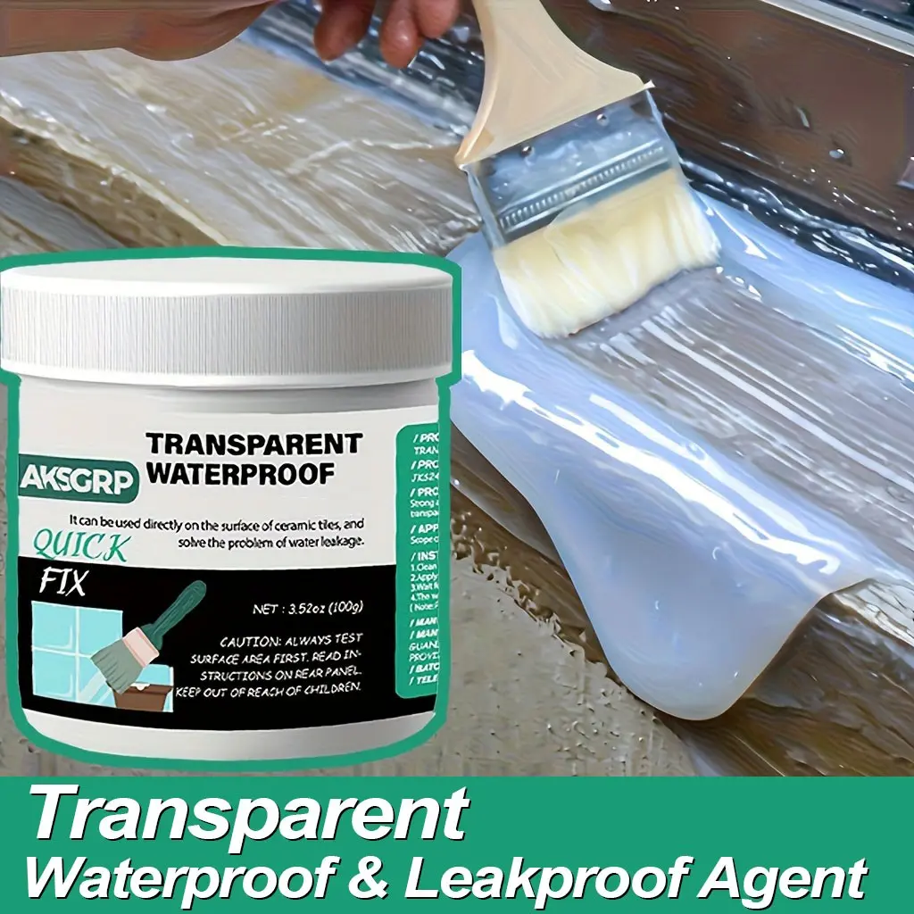 Transparent Waterproof Agent, Waterproof Sealant Coating, Nano Leak-Proof Coating for RV, Boats, Homes, Durable Protection, Easy Application, Brush Included, Boat Sealer, Leakproof Airtight Seal
