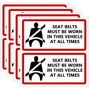 Seat Belt Sign Stickers, 4 in x 2 in, 8 Pieces Per Pack