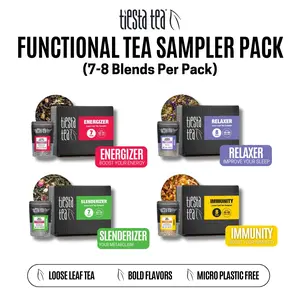 Tiesta Tea Functional Tea Sampler Packs - Energizer, Relaxer, Slenderizer, Immunity, Up to 80 Cups per Box - Hot or Iced - Loose Leaf - Herbal Tea Beverage Natural