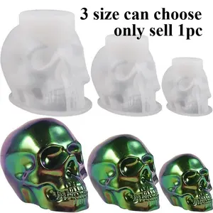 1pc 3D Skeleton Head Silicone Mold for DIY Candles, Resin Skull Keychains & Soap Crafts, DIY Halloween Ornament Crafting
