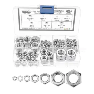 - Metric Hex Nuts  Kit, 145 count, Stainless Steel, Metric Nut  7 Sizes (M3 M4 M5 M6 M8 M10 M12), Hardware Nuts, Metric Nuts, Machine Nuts