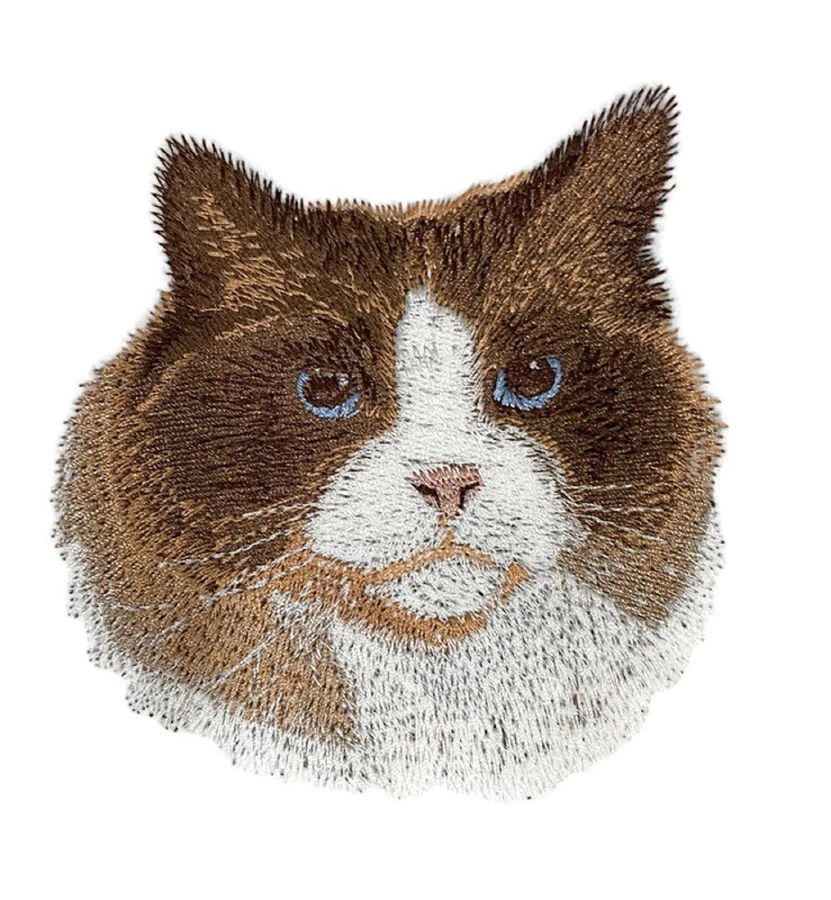 Ragdoll Cat Face Embroidered Patch (4" x 3.6") | Iron-On or Sew-On | Cat Lover Applique for Jackets, Bags & DIY Fashion