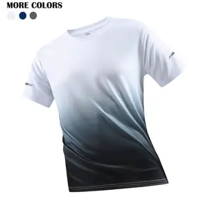 1pc Men'S Quick-Dry Athletic T-Shirt - Breathable, Moisture-Wicking Short Sleeve Top with Loose Fit And Gradient Design, Suitable for Gym, Casual Running, And Basketball Training | Lightweight, Round Neck