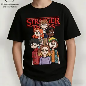 The "Stranger Things" patterned T-shirt features imitation embroidery printing technology (not real embroidery), which is fresh, soft, and full of retro feeling. It is suitable for men, women, mothers, and friends, as a couple's style, fashionable and loo