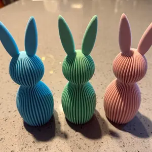 3D printed Bunny pink blue green Easter colors 6.5 inches tall