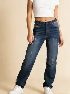 Women's Jean,Straight leg cut,Stretchy ,mid-to-high  waist, Streetwear Trouser Bottom outdoor wear,all seasons