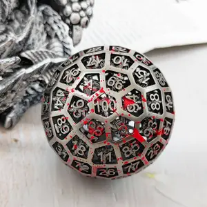 Multicolor Metallic Dragon Hollow DND D100 Dice 50mm Resin Polyhedral Dice Set with Gold Silver Green Red Faces Numbers 1 to 100 for Tabletop Games Durable Design Round