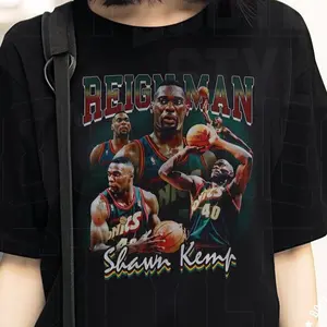 Shawn Kemp 90s bootleg Shawn Kemp vintage basketball gift for basketball fan gift for him Seattle retro graphic Q9L Tee T Shirt