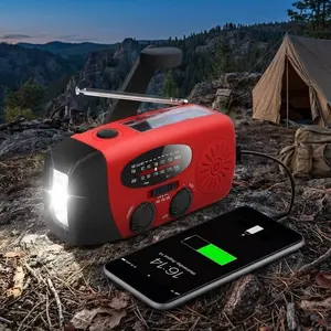 Emergency Solar Hand Crank Radio: Portable AM/FM/NOAA Weather Alert, USB Charger Power Bank, 2000mAh Battery, LED Flashlight. Survival Gear for Camping, Emergencies, Perfect Gift for Outdoor Enthusiasts, Solar Powered Radio, Rechargeable Emergency Radio