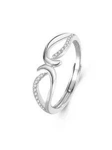 Fashion Geometric Silver Color Ring, Sparkling Infinity Knot Design, Artificial Zircon Inlay, High-Quality Jewelry Gift