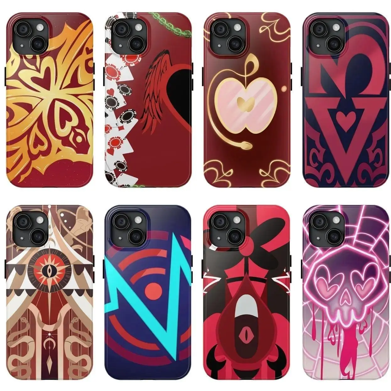 Hazbin Hotel & Helluva Boss Themed Custom Smartphone Protector Case Digital File, Handheld Device Cover for iPhone 11-17 Pro Max/Plus/Mini, Goth Cartoon Fan Art, Dual-Layer Drop-Safe Protective, Devices