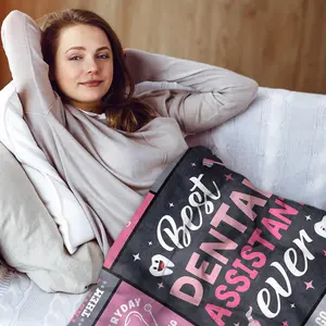 Dental Assistant Appreciation Gifts Blanket 60" X 50", Dental Assistant Gifts for Women, Birthday Gifts for Dental Assistants, Dental Assistant Week Gifts, Dental Assistant Must Haves/Accessories,1 count, Print on One-side with a Plain white Back