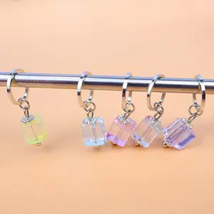 5pcs Handmade DIY Knitted Stitch Markers, Stainless Steel Rings with Cute Glass Pendants, Glass Bead Markers, Sweater Pattern Stitch Markers, Counting Clasps, Essential for Beginners, Knitting Positioning Aids, Knitting Stitch Markers, Must-Have