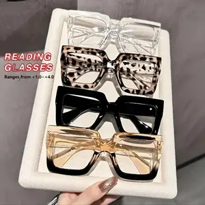 Trendy Tinted Lens Reading Glasses, Fashion Square Frame Eyeglasses for Women & Men, Fashion Eyeglasses for Work, Daily Clothing Decor, Perfect for Student Daily Use, Leopard Pattern Eyeglasses, Stylish Square Frames