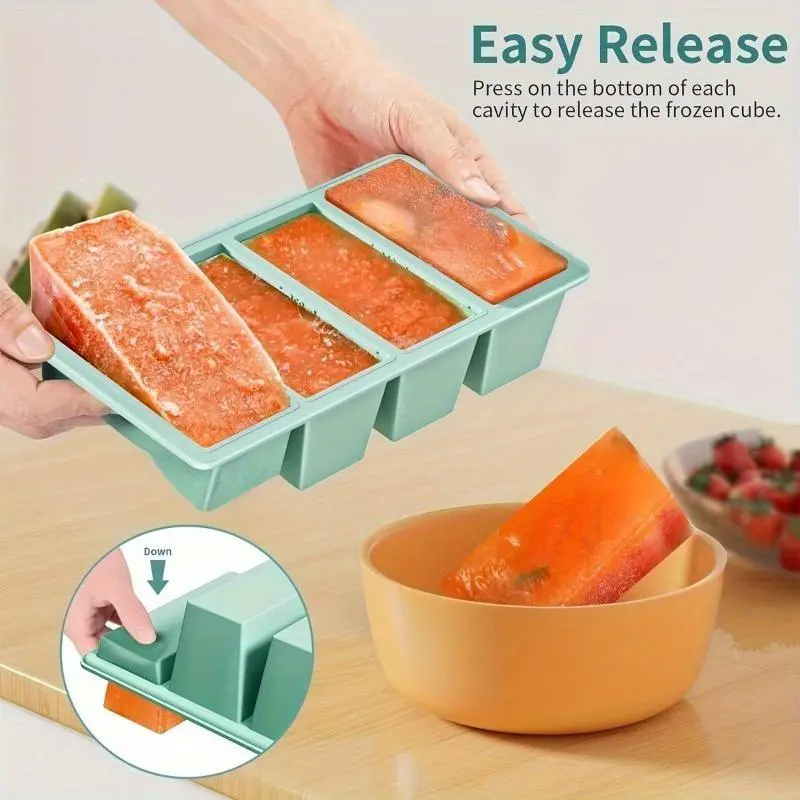 1pc Multi-Purpose Silicone Freezer Tray, Mold, Ice Cream Mold – Essential Kitchen & Party Accessory for Home and Apartment Use, Kitchen Essentials, Freezer Storage, Spacesaving Mold, Compact Design, Flexible Tray, Silicone Material, Tray, Home Cooks, Smal