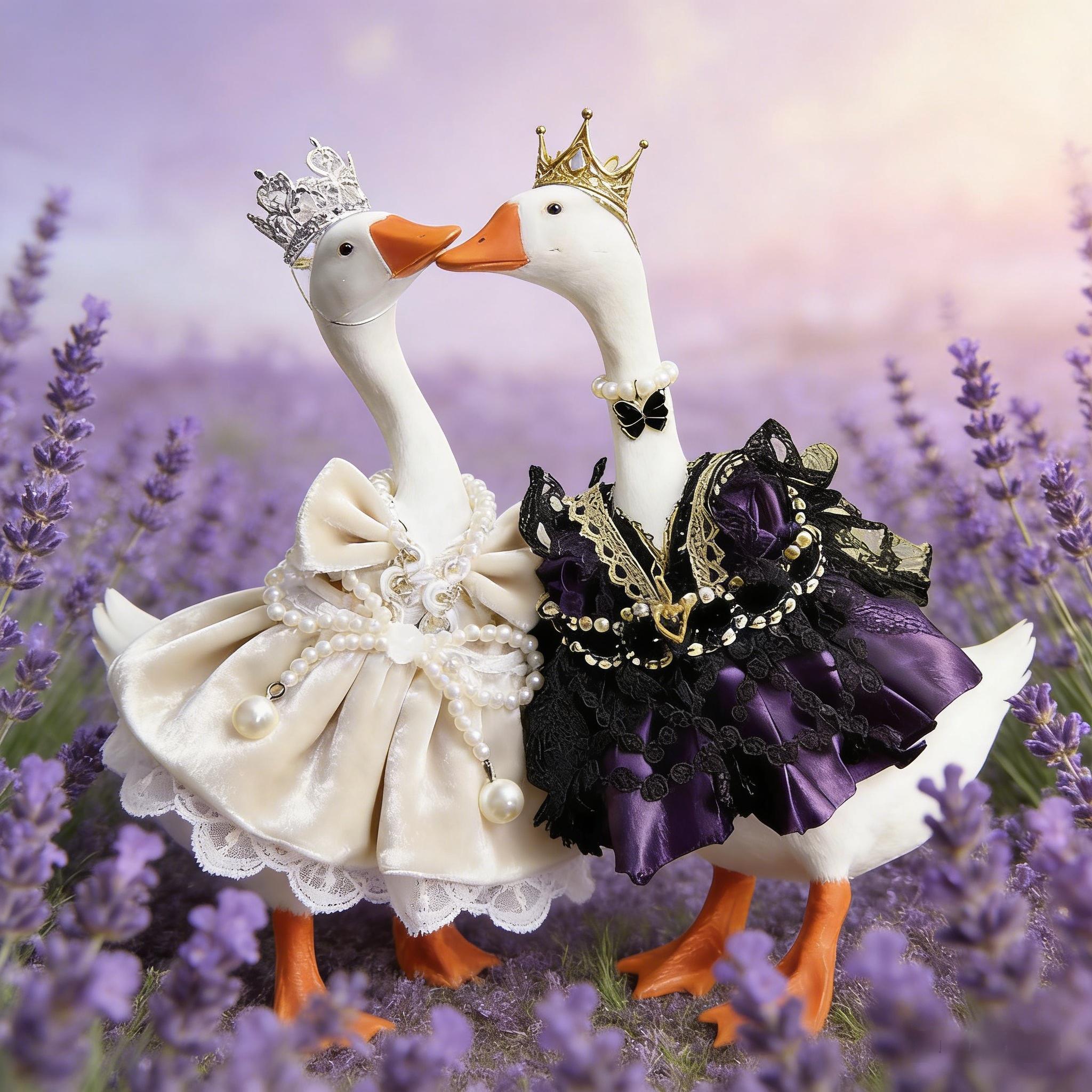 7-Inch Desktop Goose Outfits: 2-Piece Matching Couple's Set of Desktop Goose Accessories—Festive Knitted Decorations and Magnetic Goose Attire—Ideal for Home, Office, and Desktop Decor & Gifting