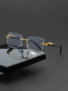 Men's Metal Square Frameless Glasses, Vintage Elegant Business Style, Luxury Casual Fashion Eyewear for Daily Wear, Driving, Parties