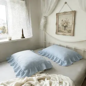 2pcs Plain Ruffled Pillowcases Without Insert, Ideal for Bedroom Living Room Hotel Use, Fresh Spring Summer Home Decor Gift