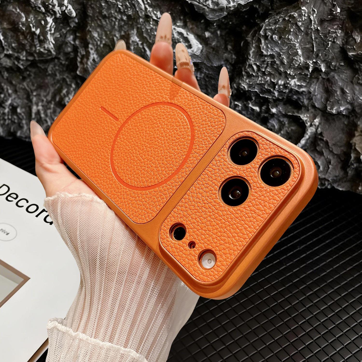 For iPhone 17/16/15/14/13 Pro Max Phone Case,Slim Classic PU Leather Anti-Fingerprint,Camera Lens Protection,Soft TPU Rugged Military Grade Drop Shockproof Cover