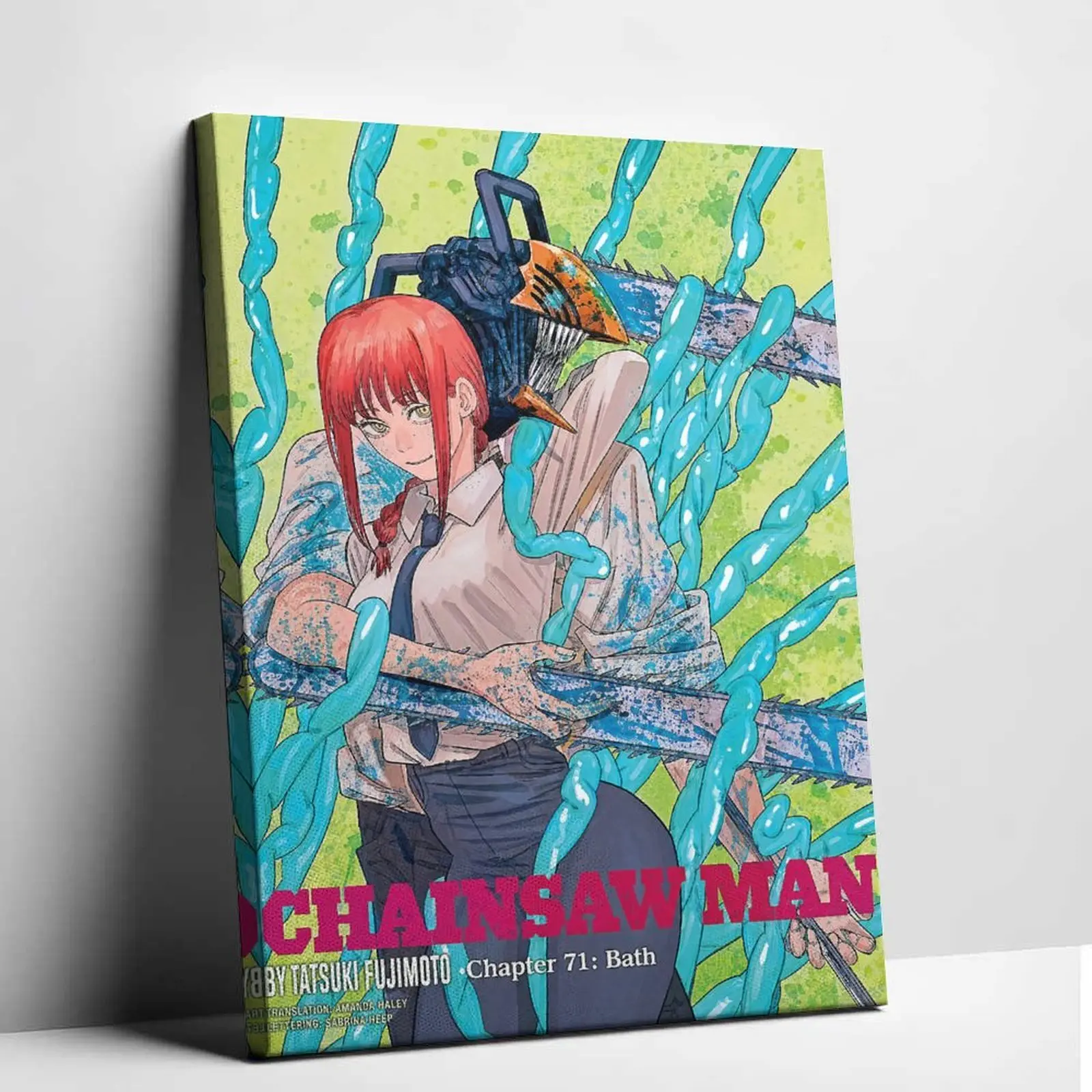 Japanese  Chainsaw Man Canvas Painting Makima and Denji Anime Poster Vintage Shonen  Cover Art Prints Otaku Room Decor Aesthetic Wall Decoration Cool Gaming Setup Artwork Trendy Japanese Animation Merchandise Holiday Gift for Fans, Otaku Style, Comic Art