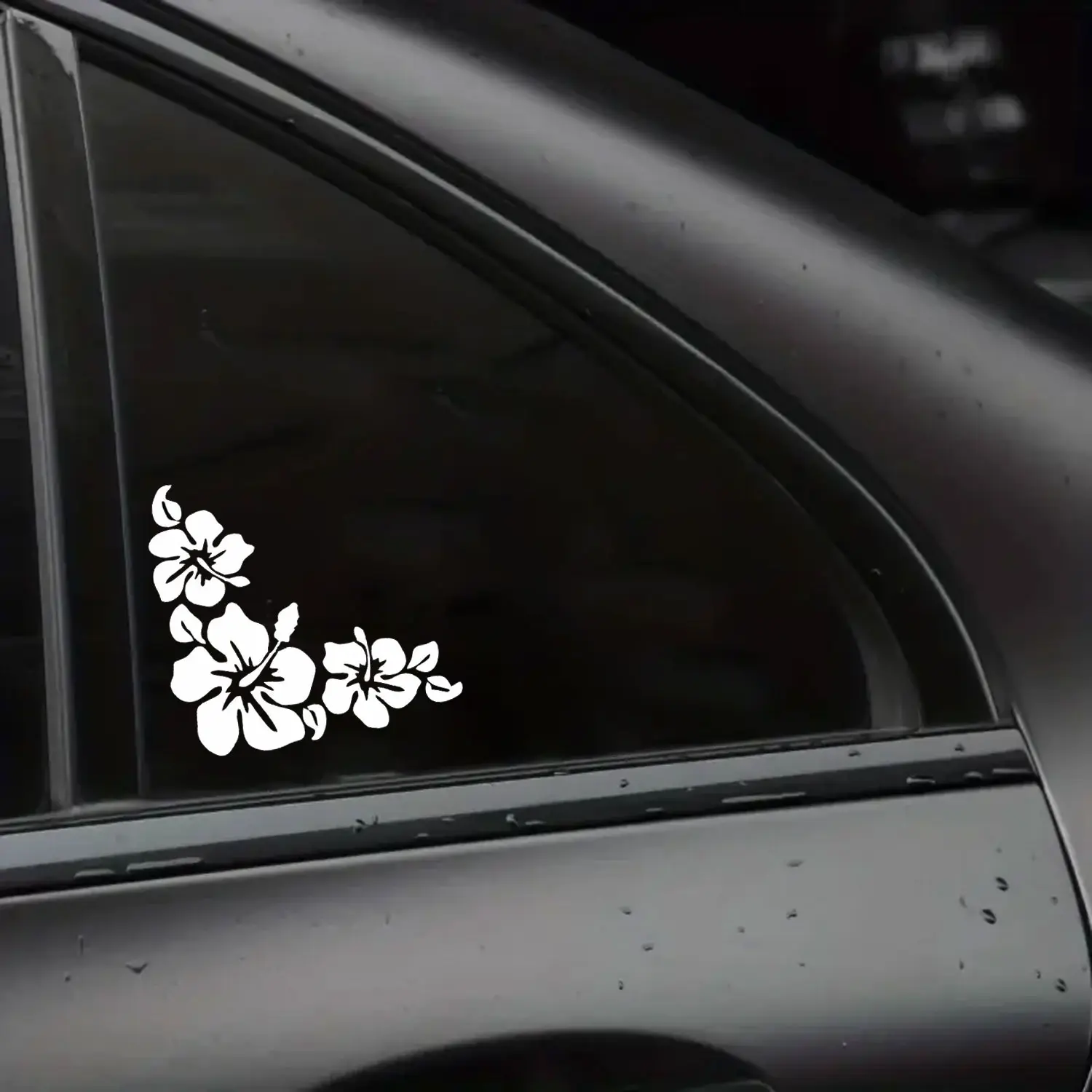Hibiscus Flower Car Sticker, Tropical Floral Vinyl Decal, Hawaiian Style White Flower Auto Decor, Waterproof Window Bumper Sticker