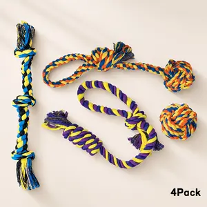 Vitscan Dog Toys for Aggressive Chewers 4 Pack，Indestructible Tug of War Toys for Small, Medium, Large Dog Breeds, Teeth Cleaning Chew Toys Pet Interactive Rope Toys