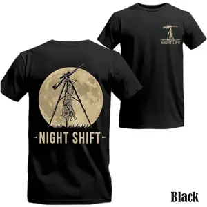 Coyote Night Life Hunting Shirt – Predator Hunter Graphic Tee For Men, Funny Night Hunting T Shirt, Outdoor Hunter Gift For Dad, Unisex Casual Graphic T-Shirts