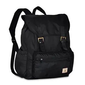 212 MAIN Everest BP500-BK Stylish PU Drawstring Backpack - Black, Spacious Compartment Functional Day Backpack for School