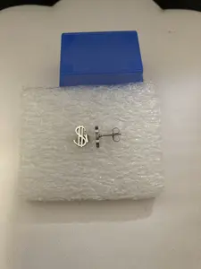 Silver Dollar sign stud earrings