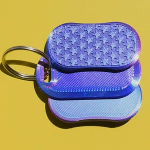 Star Slider Fidget - Holographic Multi-Color 3D printed - Keychain Included