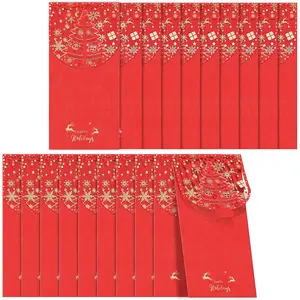 Holiday  Envelopes (Pack of 20), Xmas  Foil  Envelopes for  Gifts, Hollow-Out  Envelopes  Holder for  For Christmas Day, Birthday,Holiday,  Year (Red)