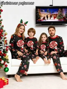 2-Piece Long Sleeve & Pants Christmas Couple Sleepwear Set, Men Women Homeewear, Kids Pajamas, Holiday Family Matching