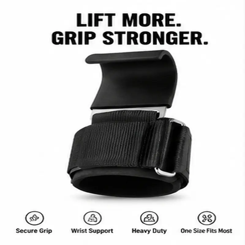 Weight Lifting Hooks with Adjustable Wrist Straps, Padded Grip Support for Gym Training